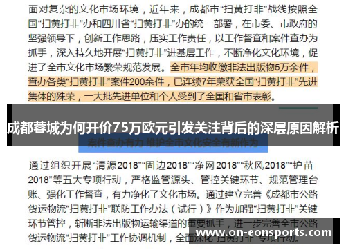 成都蓉城为何开价75万欧元引发关注背后的深层原因解析